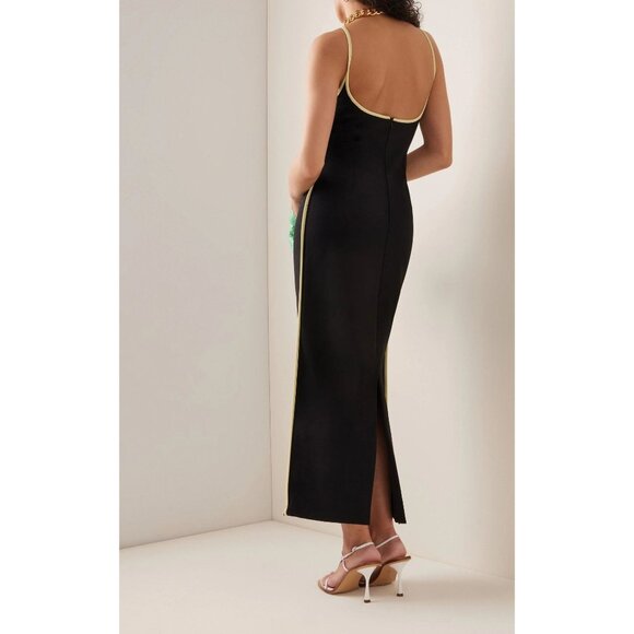 Paris Georgia Womens Dress in Black Leather Lime Small New Midi Cocktail - Picture 13 of 16